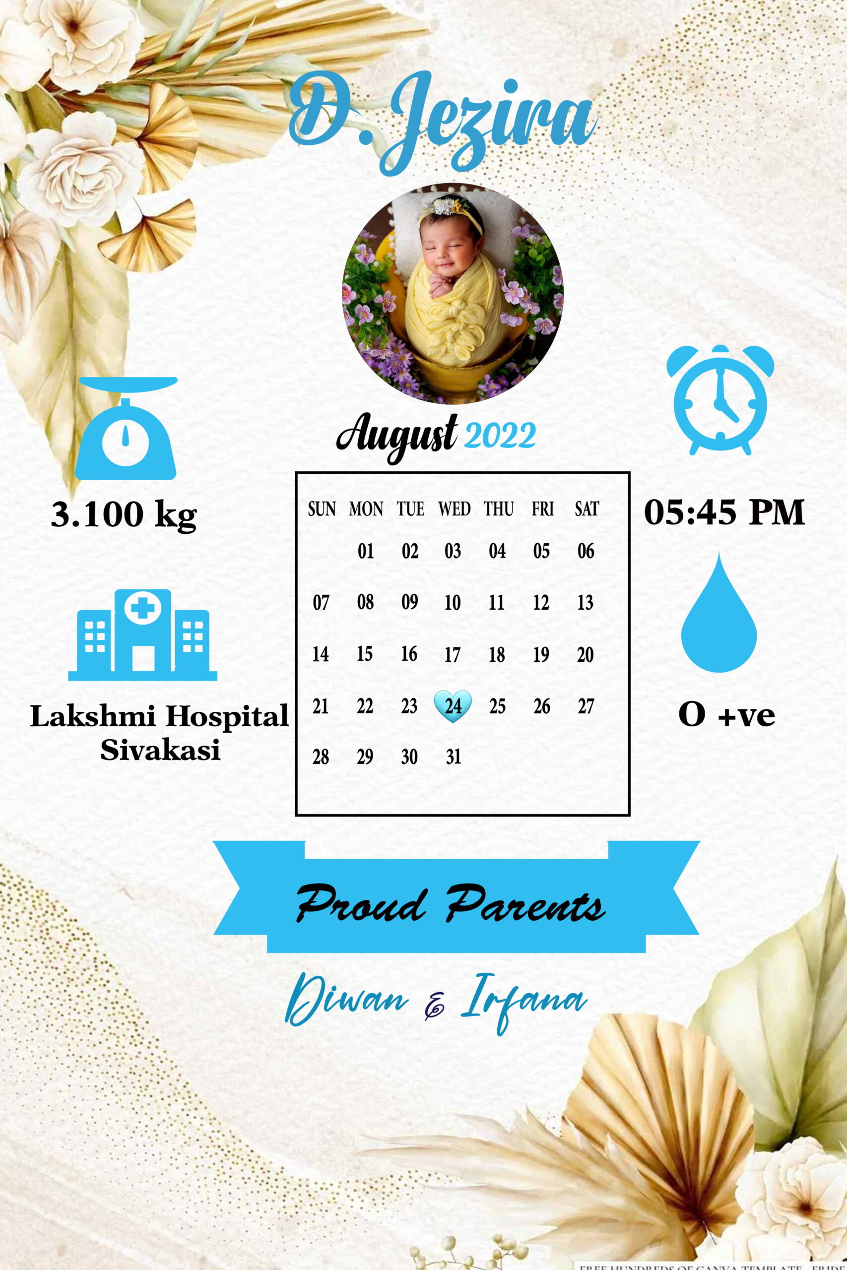 Precious Birth Frame Design No LGFN0060