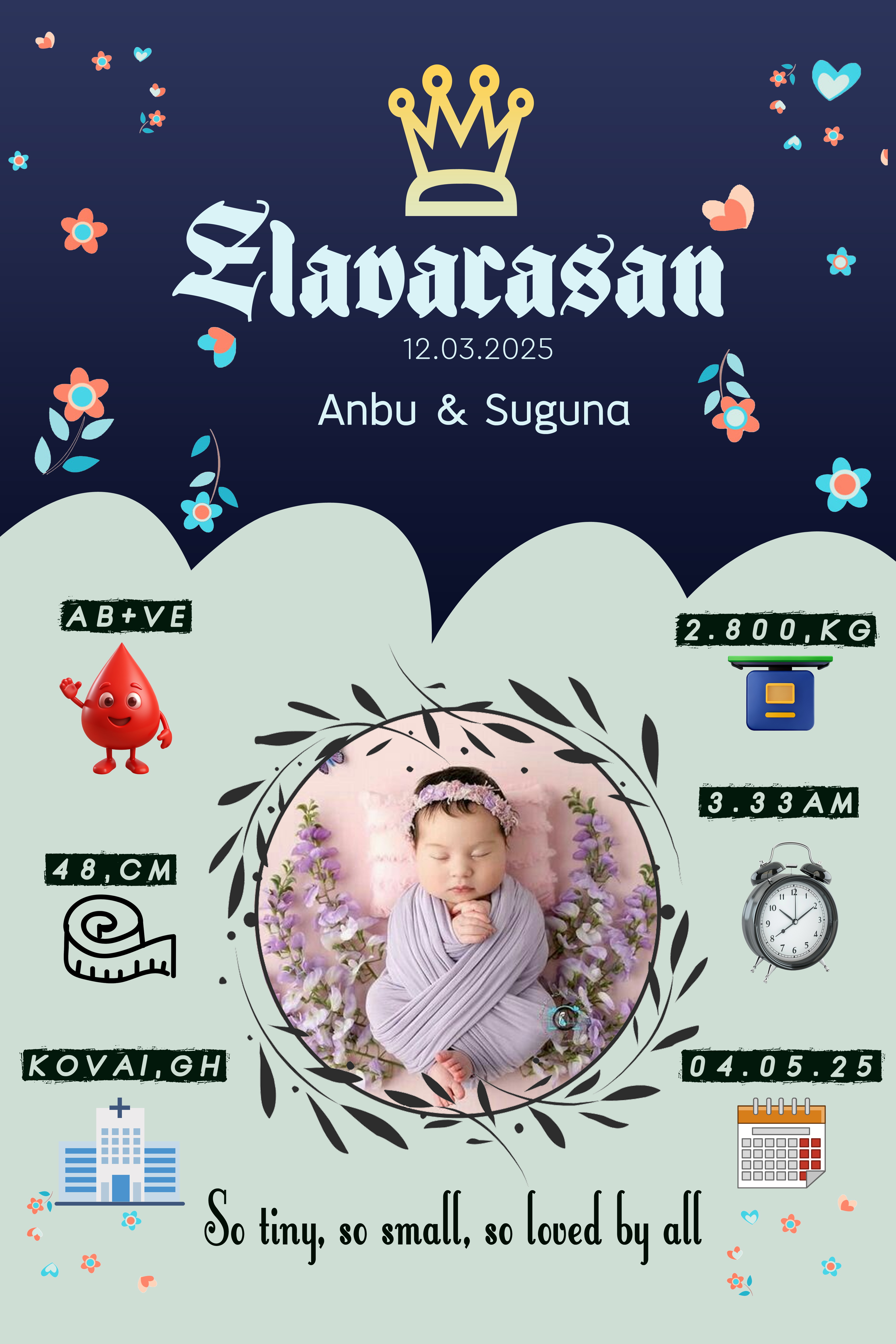 Personalized Baby Birth Details Premium Photo Frame - Image 18