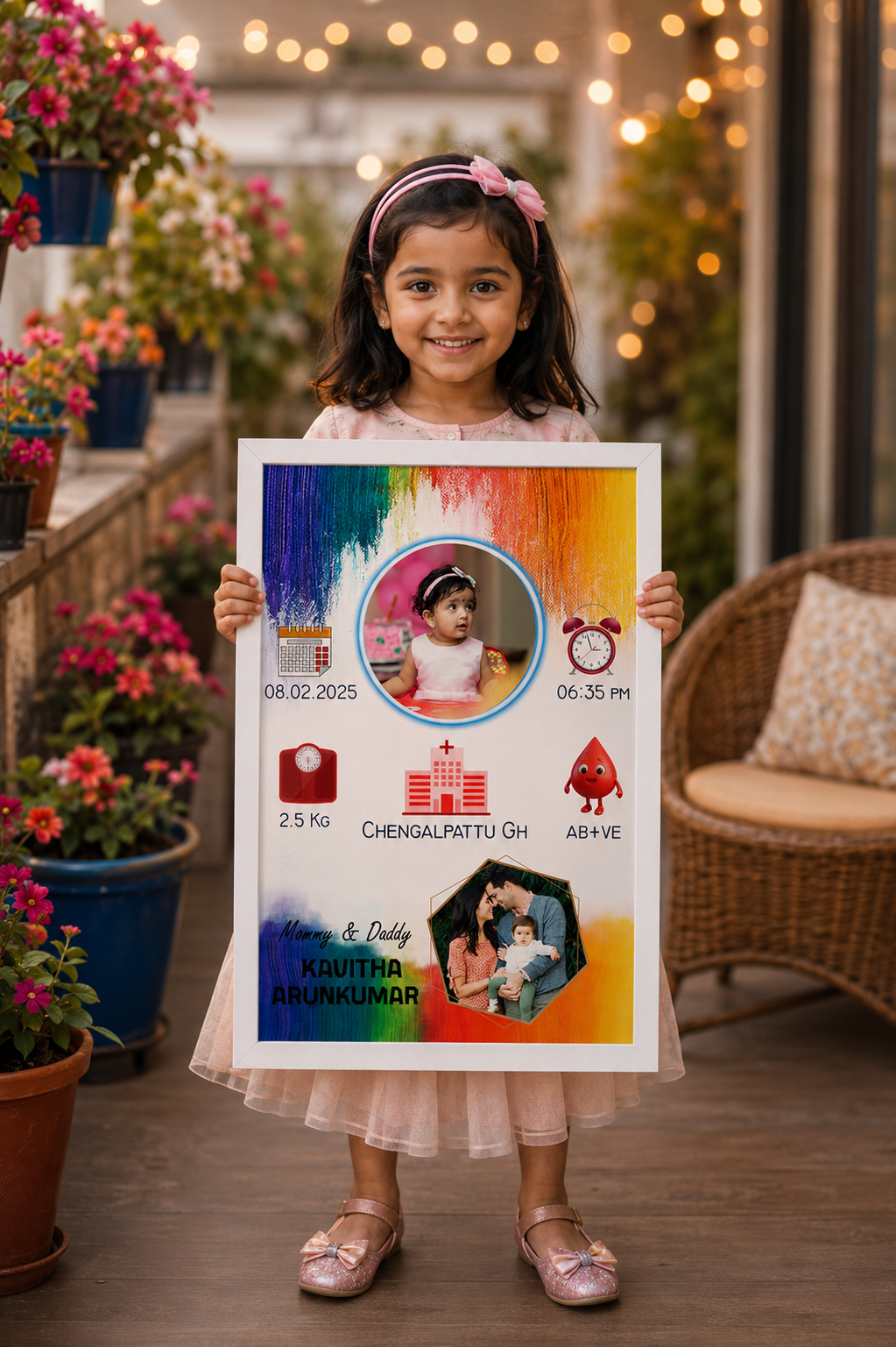 Personalized Baby Birth Details Premium Photo Frame - Image 17