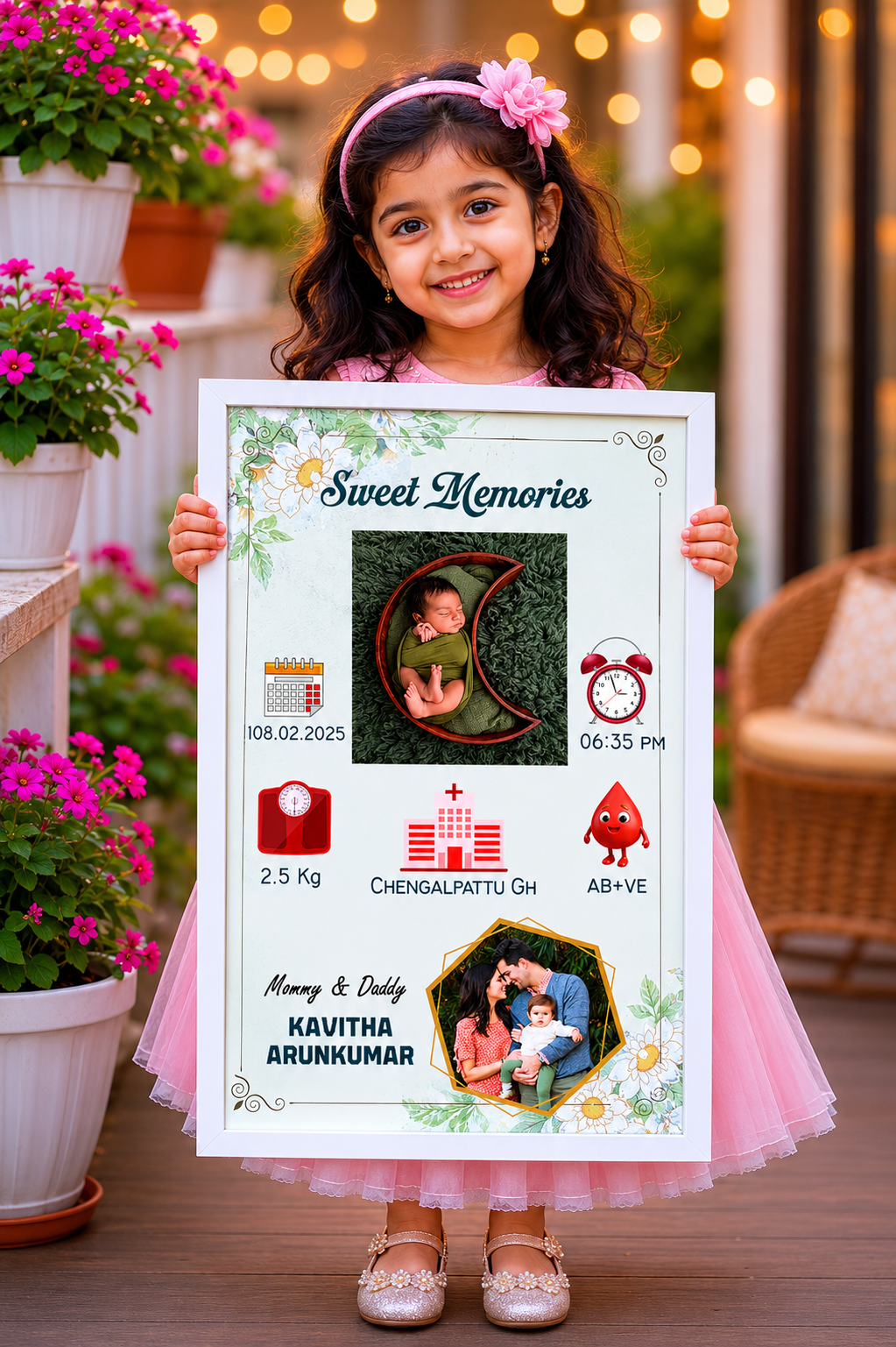 Personalized Baby Birth Details Premium Photo Frame - Image 13