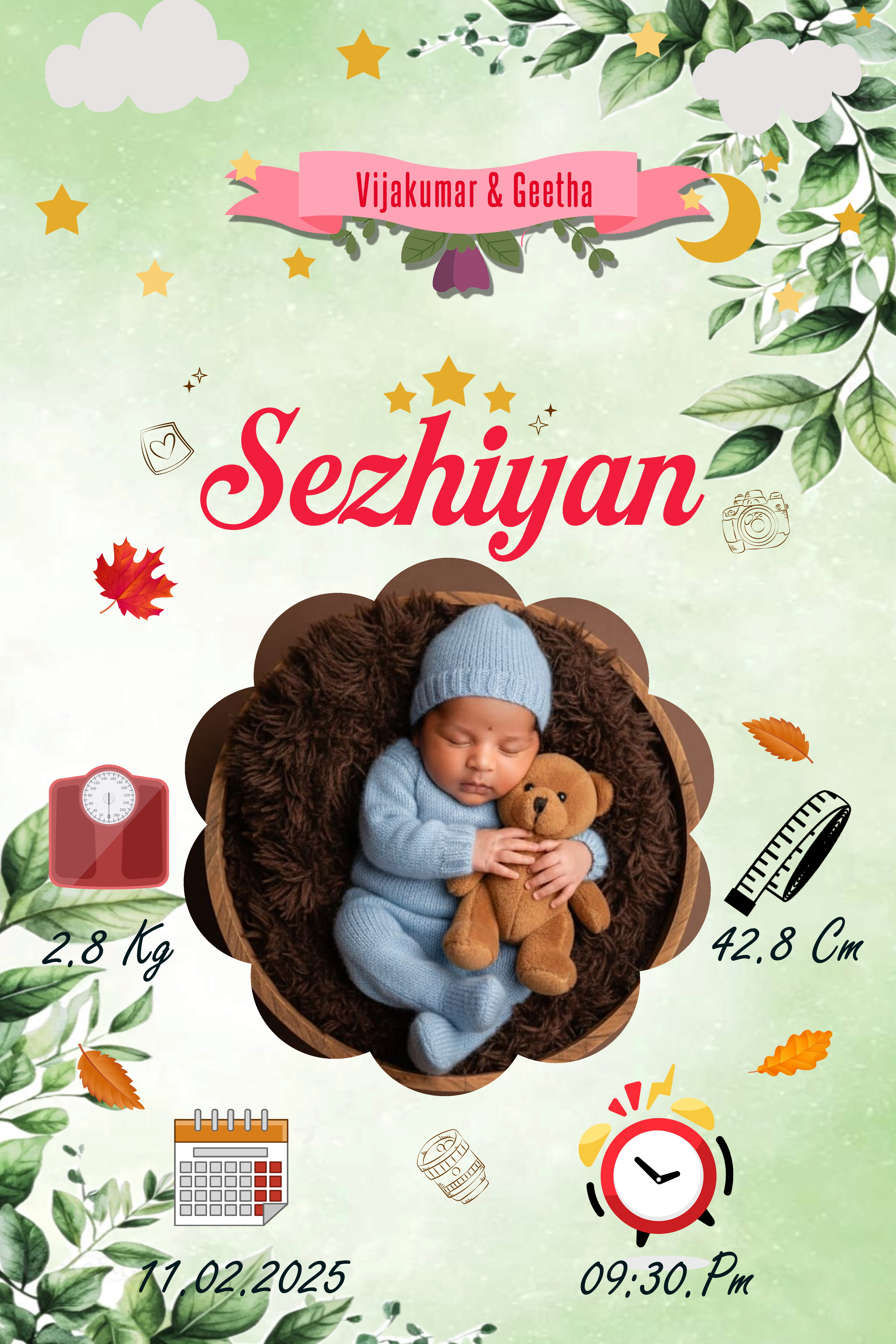 Personalized Baby Birth Details Premium Photo Frame - Image 10