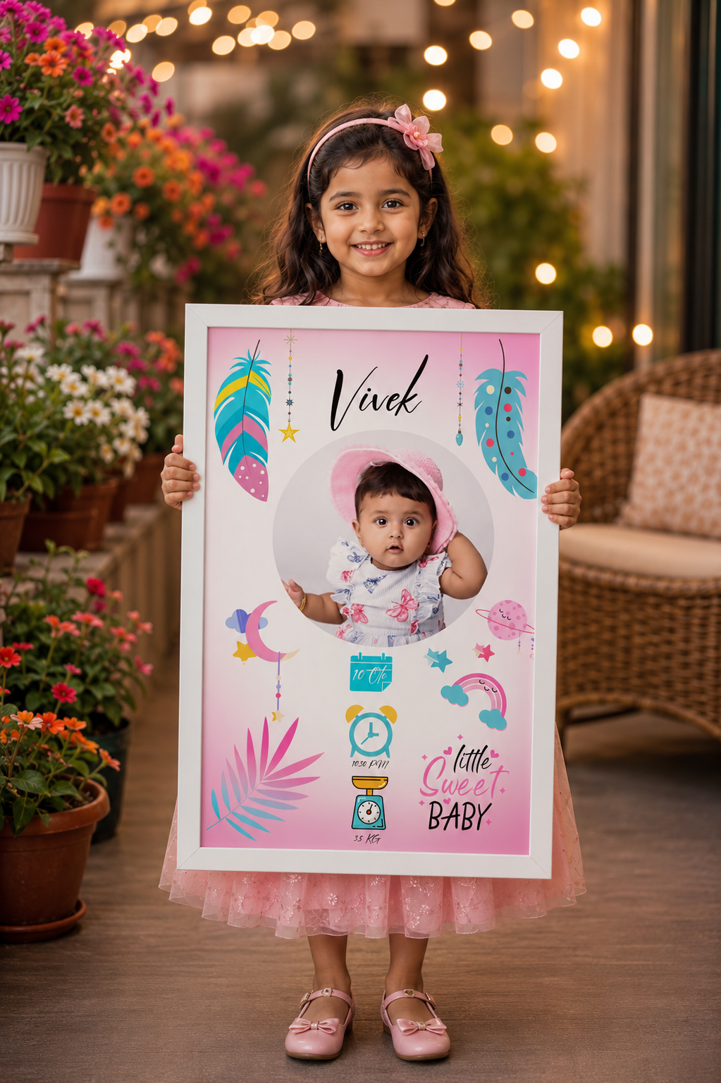 Personalized Baby Birth Details Premium Photo Frame - Image 9