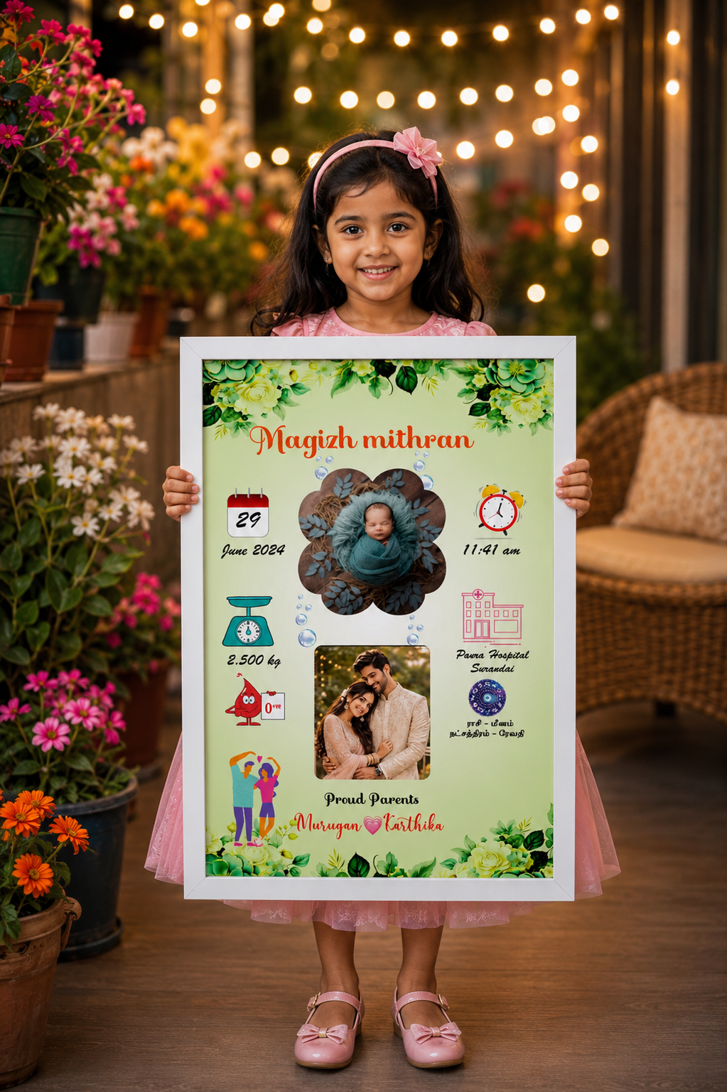 Personalized Baby Birth Details Premium Photo Frame - Image 6