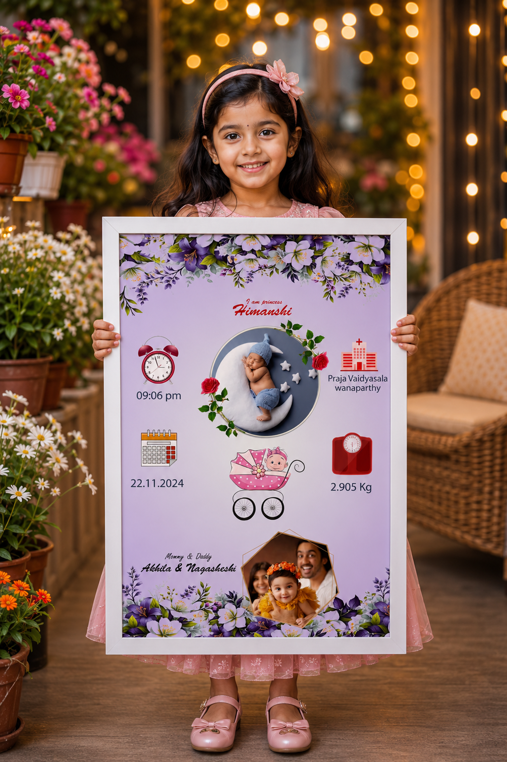 Personalized Baby Birth Details Premium Photo Frame - Image 5