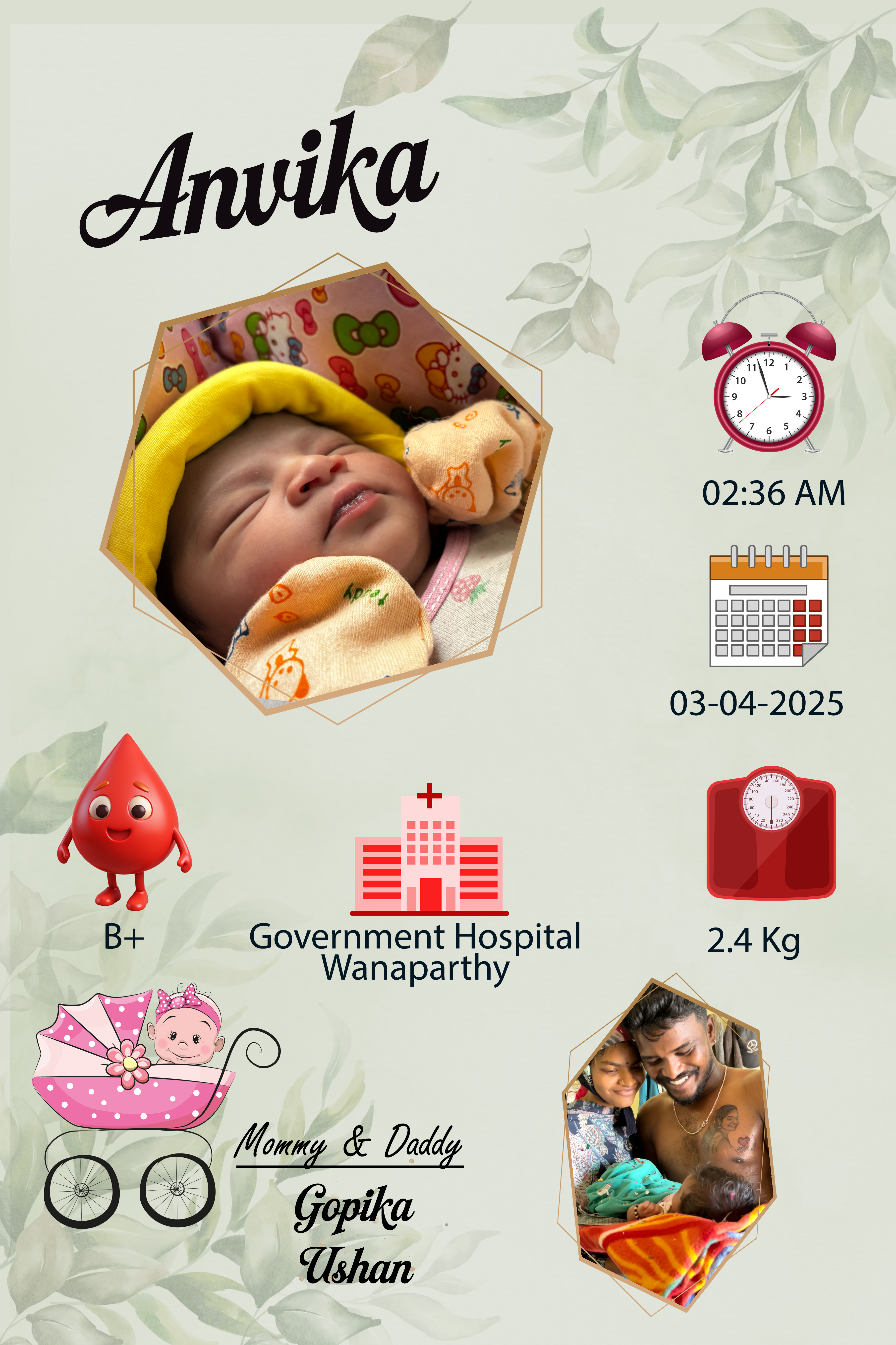 Personalized Baby Birth Details Premium Photo Frame - Image 22