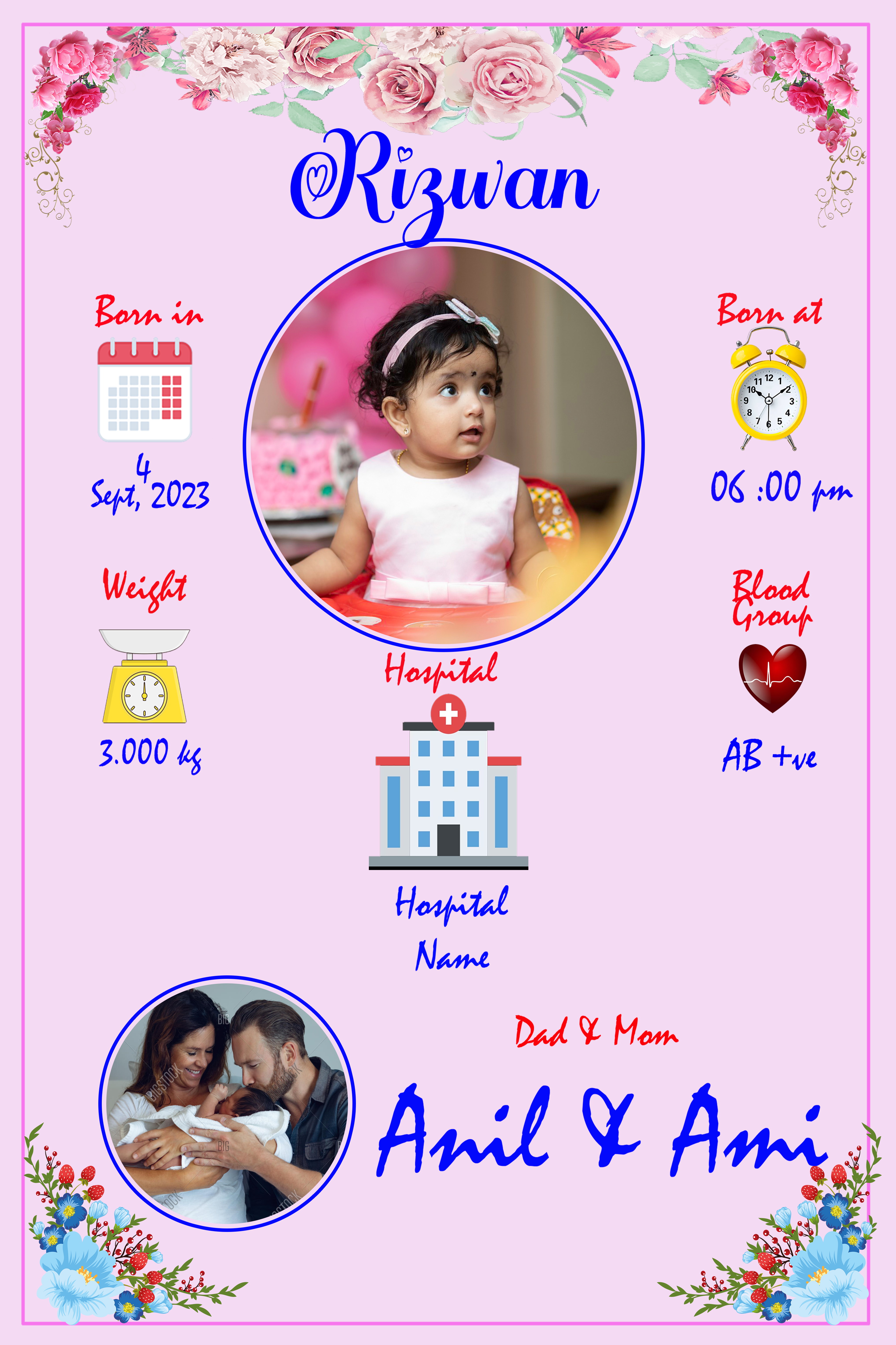 Baby Boy Birth Details Personalized Photo Frame - Image 11