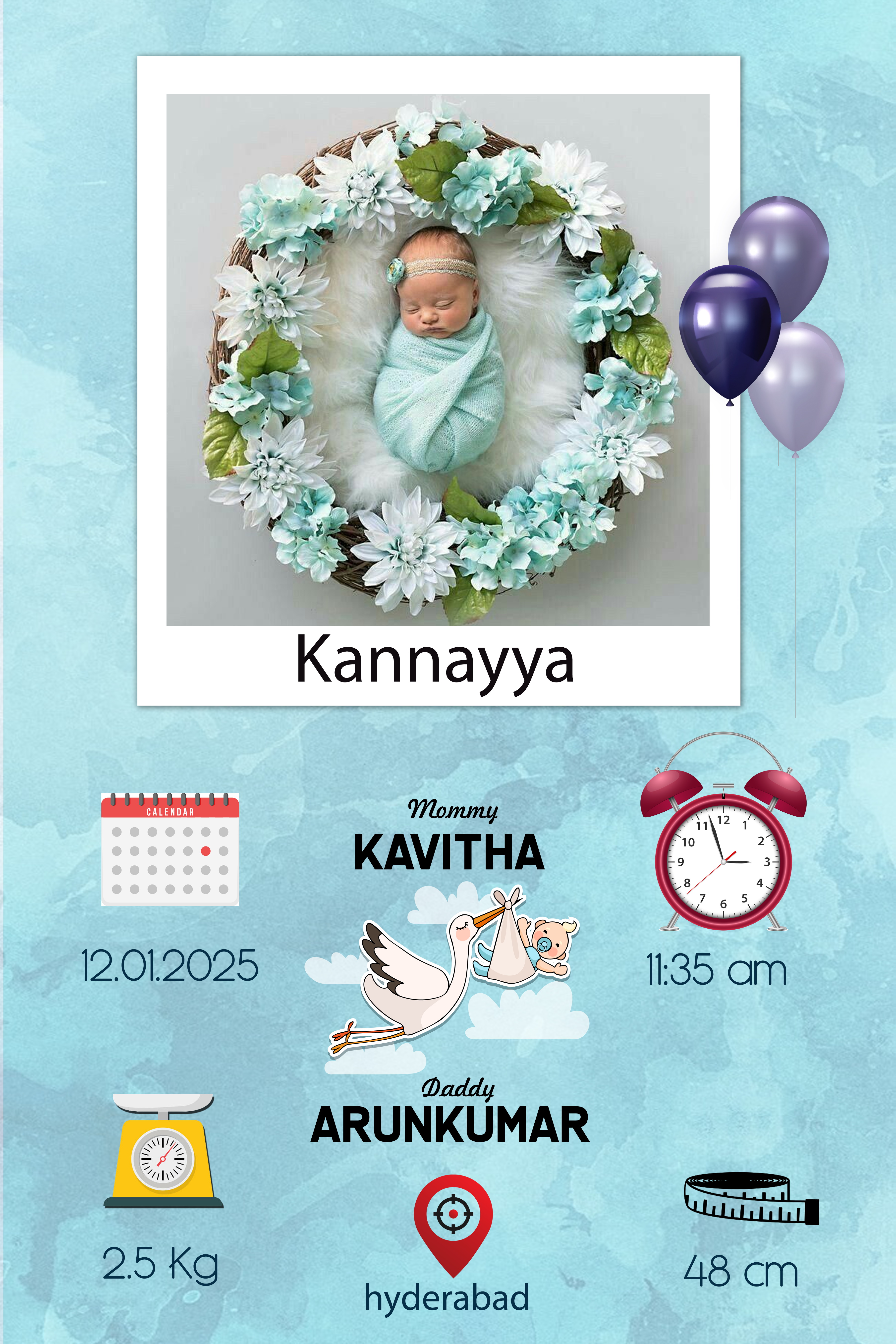 Baby Boy Birth Details Personalized Photo Frame - Image 4