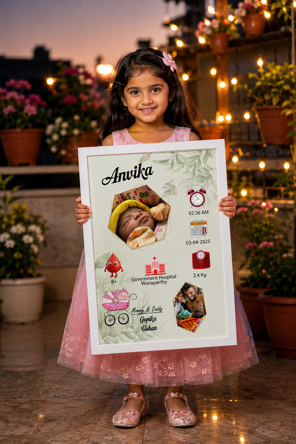 Personalized Baby Birth Details Premium Photo Frame - Image 20